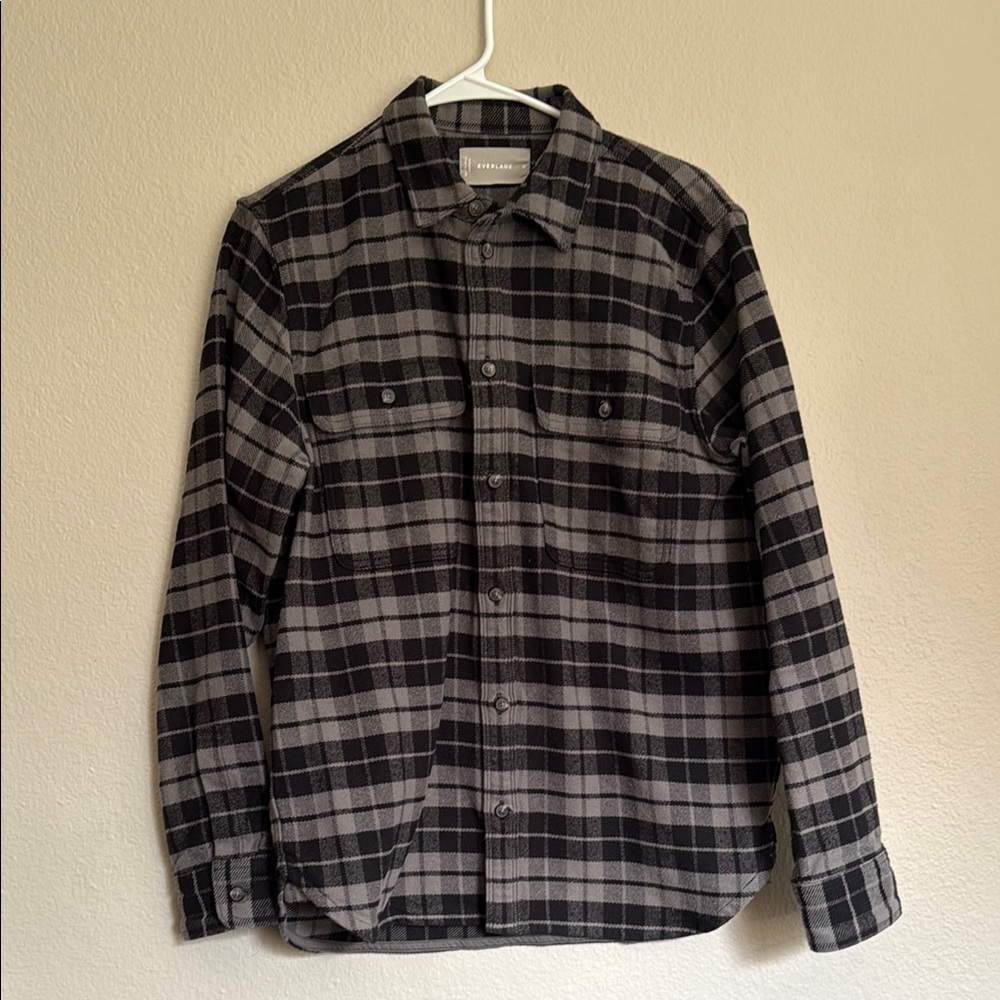 Everlane Black And Gray Patterned Heavyweight Cot… - image 1